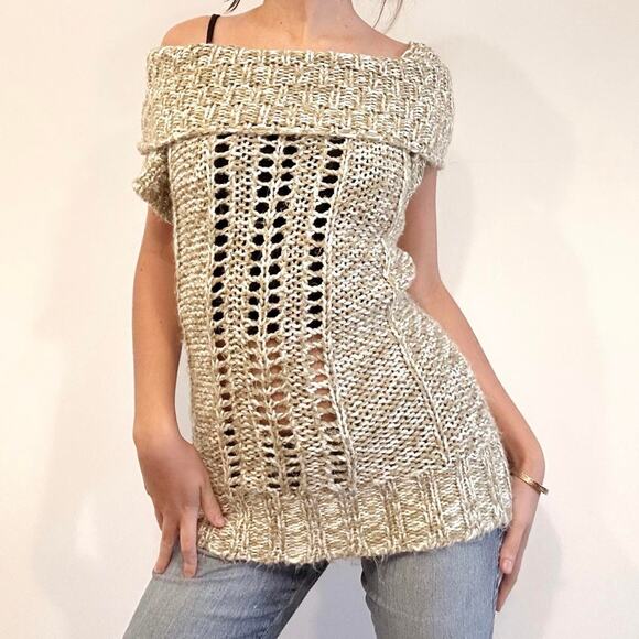 Mudd Clothing Sweaters - Y2k crochet mudd short sleeve sweater top